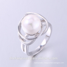 2018 hot sale latest design ring with water pearl 925 silver ring